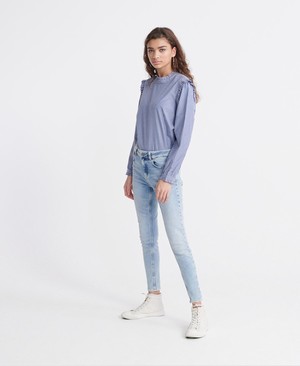 Superdry Mid Rise Skinny Női Farmer Világos Sötétkék | OLEBN5198